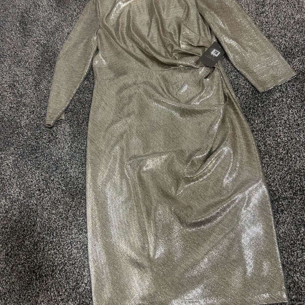 Vince Camuto Shimmering Silver Long Sleeve Dress